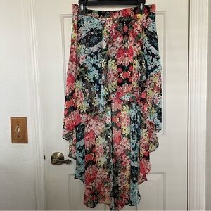 Floral High Low Skirt